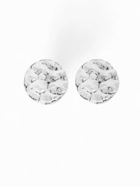 Brand New Buddha Jewelry Hammered 14K White Gold Disks